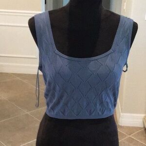 Allison NY knit crop top, gray/blue, size large, NWT